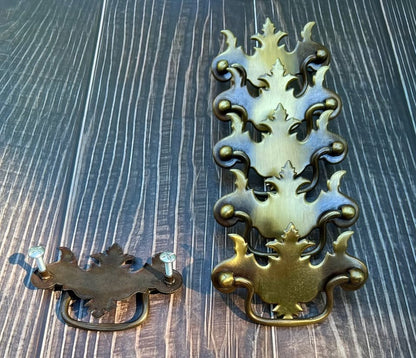 Ornate Vintage Brass Handles & Crystal Drawer Cabinet Knobs – Hardware Lot