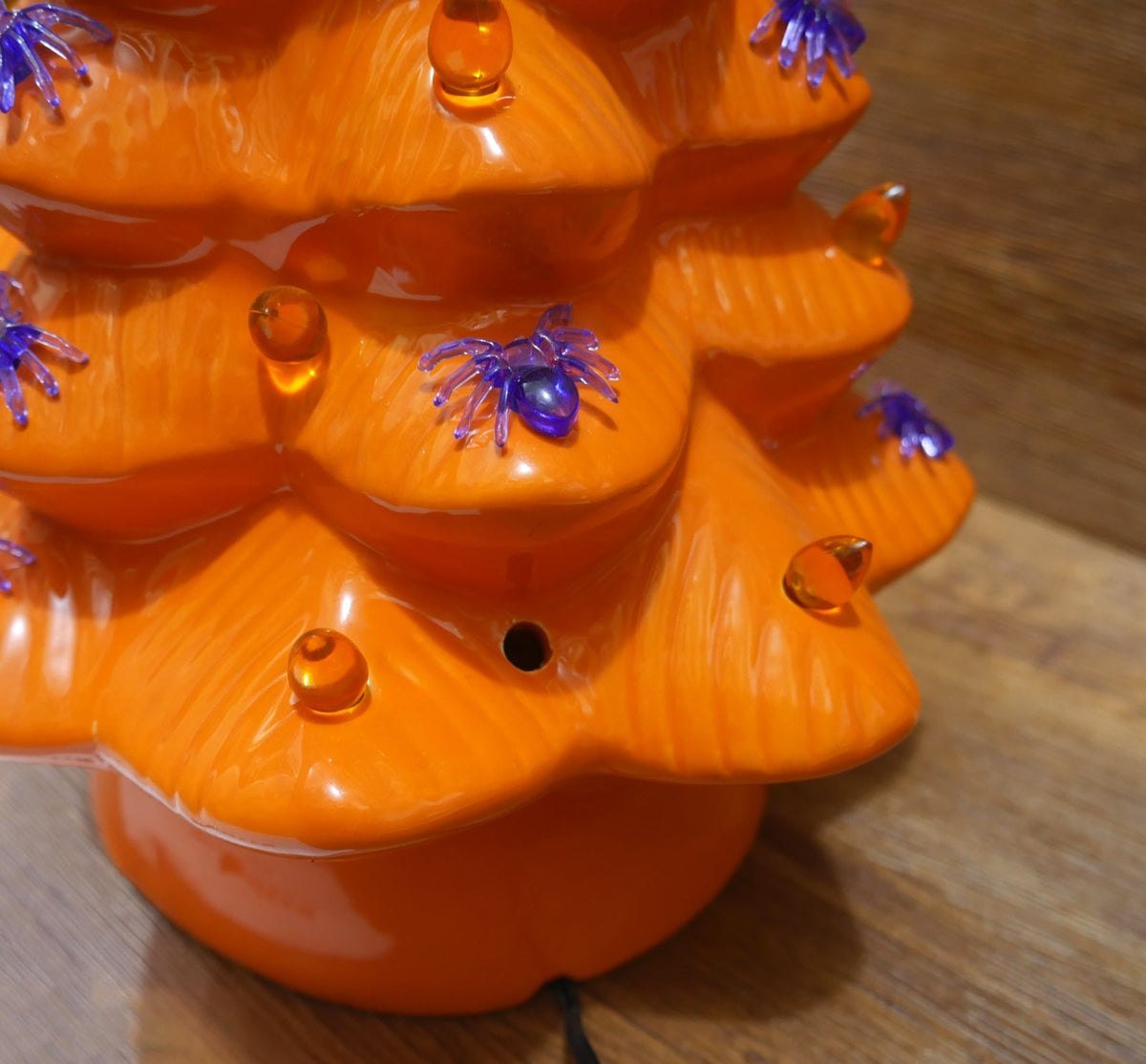 Mr. Halloween 14" Spider and Witch Hat Haunted Halloween Ceramic Orange Tree