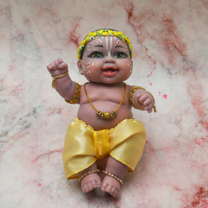Adorable Hand-crafted Soft Vinyl Chubby Nandalal Gopala  Baby Krishna Doll 7"