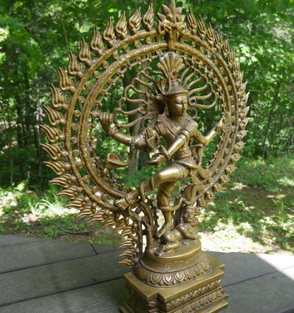 Large Temple Quality Solid Brass Hindu Dancing God Shiva Nataraja Statue 27.5"