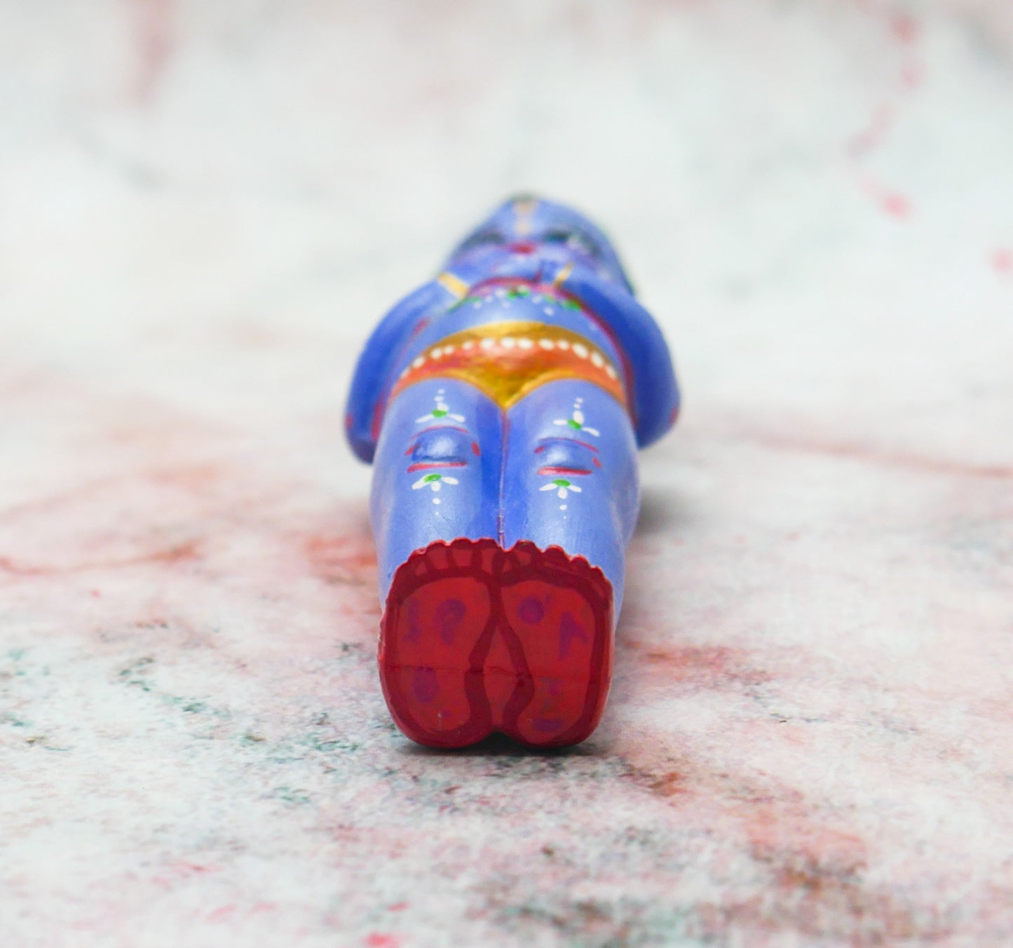 Adorable Handmade Hand-painted Resin Miniature Sri Krishna Doll 4"