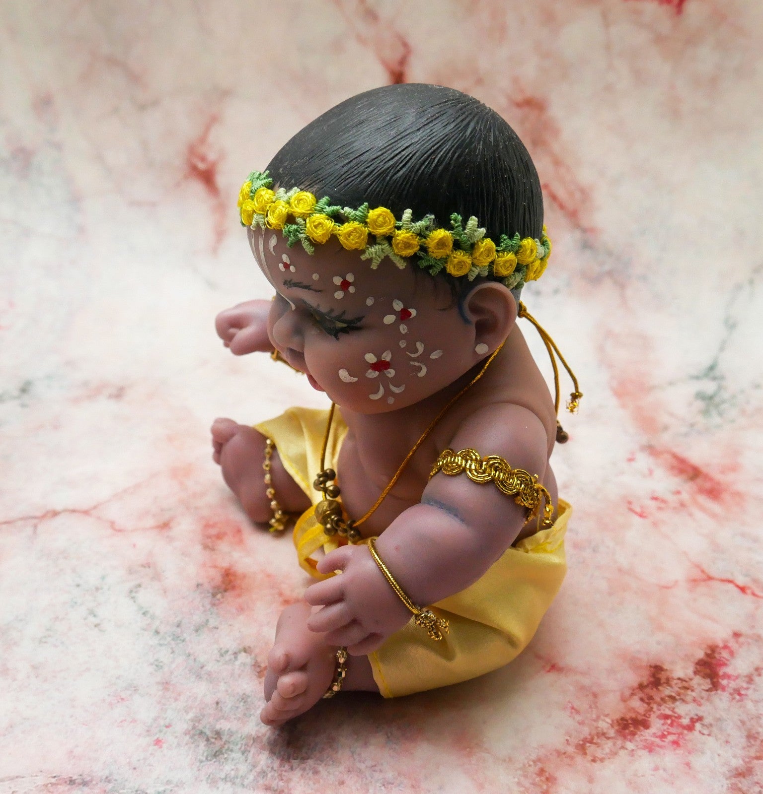 Adorable Hand-crafted Soft Vinyl Chubby Nandalal Gopala  Baby Krishna Doll 7"