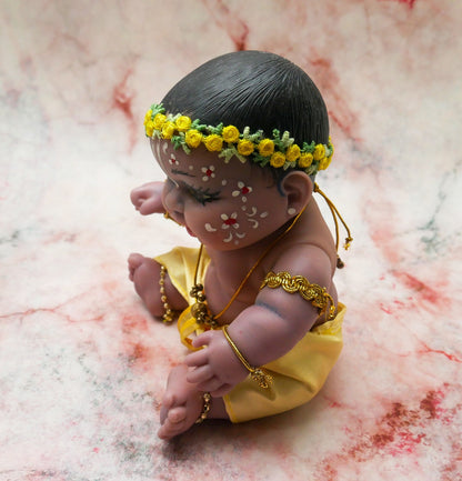 Adorable Hand-crafted Soft Vinyl Chubby Nandalal Gopala  Baby Krishna Doll 7"