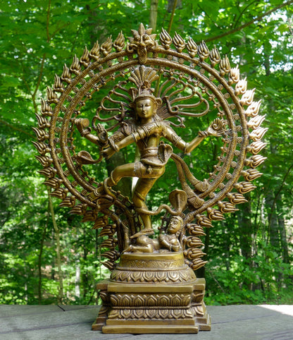 Large Temple Quality Solid Brass Hindu Dancing God Shiva Nataraja Statue 27.5"