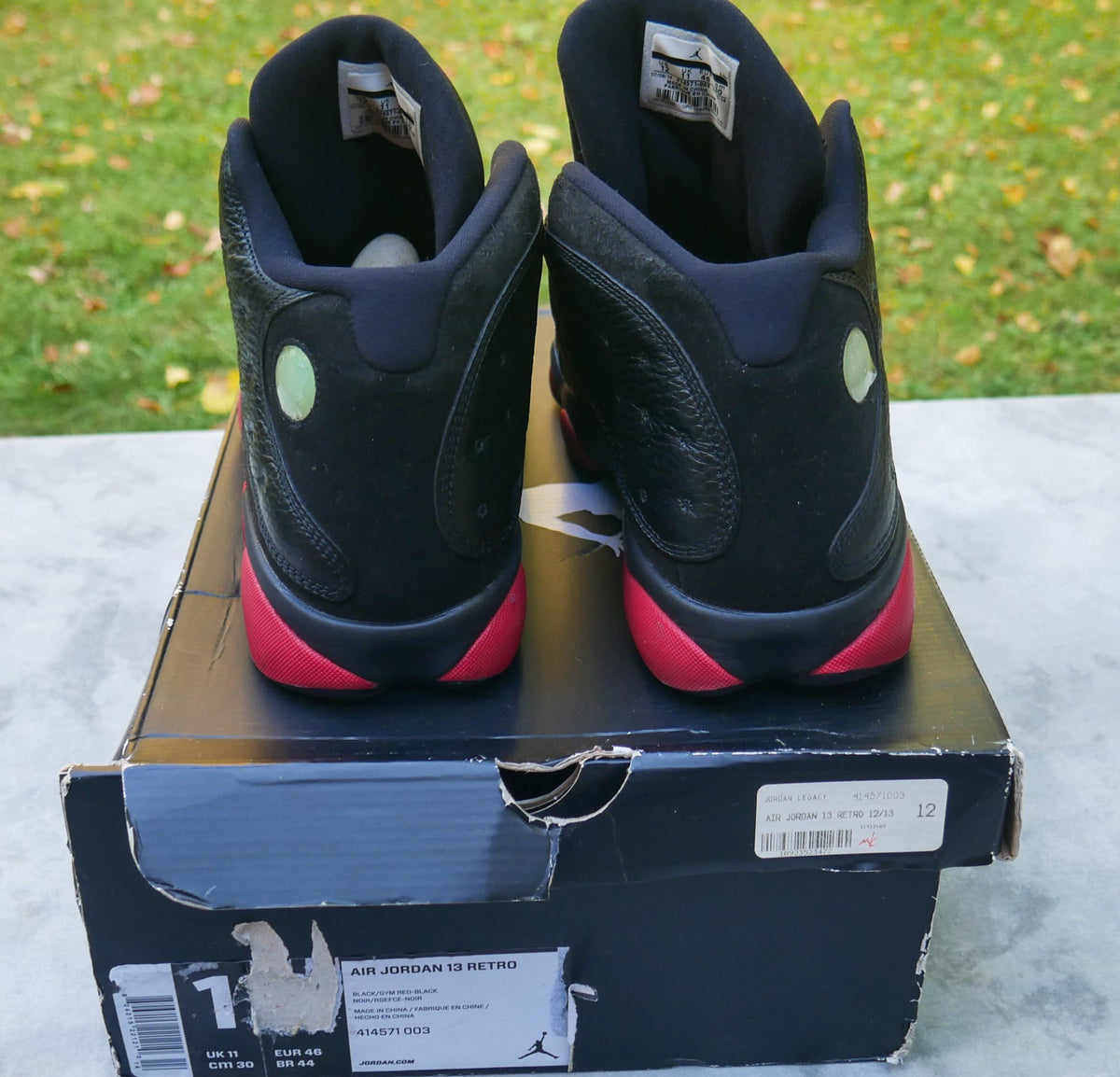 Nike Air Jordan 13 Retro Dirty Bred Black Red Men Sneaker size 12 - 414571-003