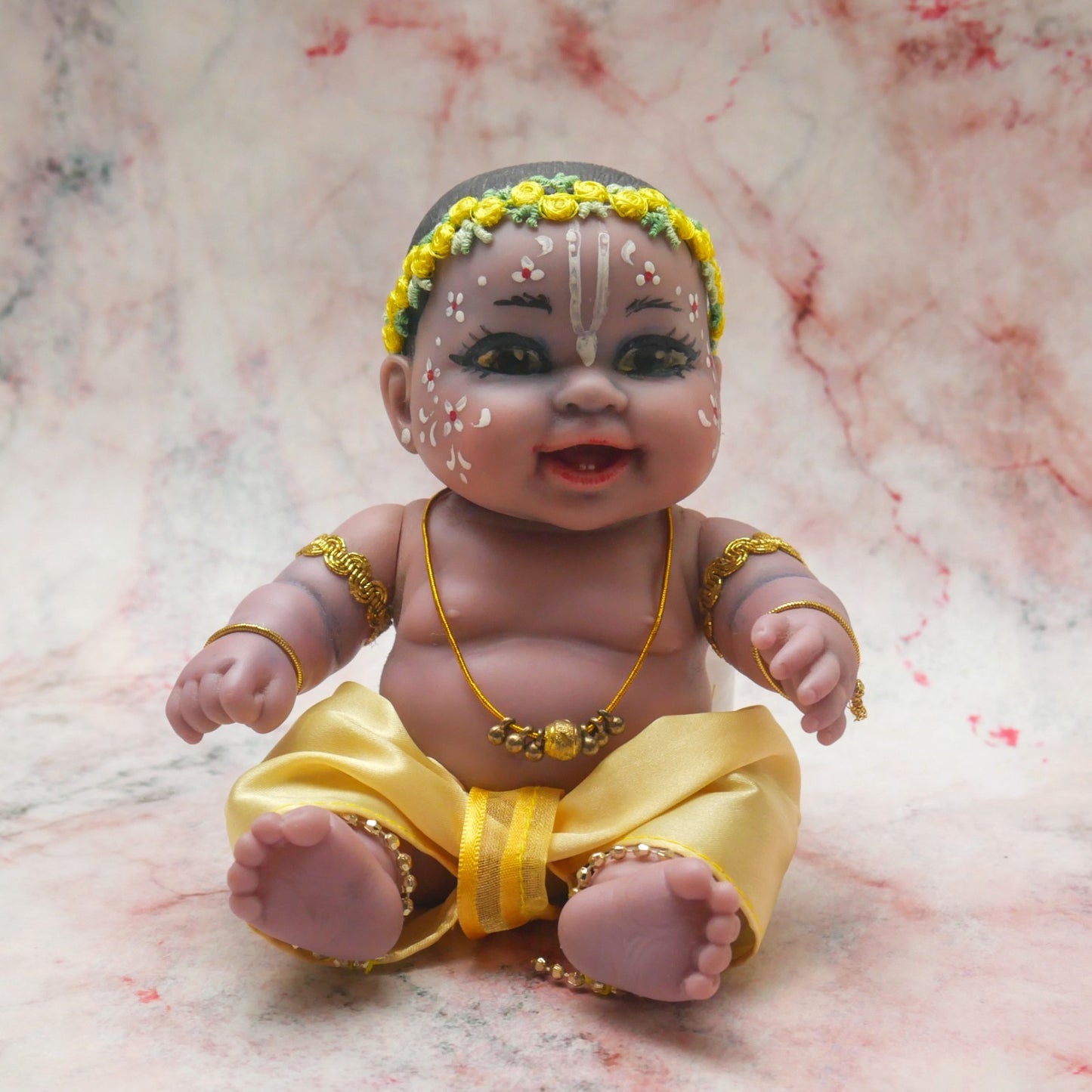 Adorable Hand-crafted Soft Vinyl Chubby Nandalal Gopala  Baby Krishna Doll 7"