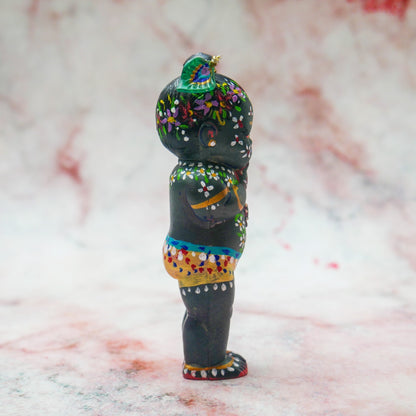 Adorable Handmade Hand-painted Resin Miniature Sri Krishna Mohan Doll 4"