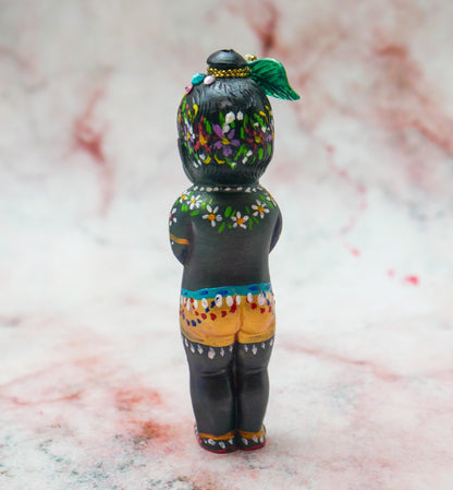 Adorable Handmade Hand-painted Resin Miniature Sri Krishna Mohan Doll 4"