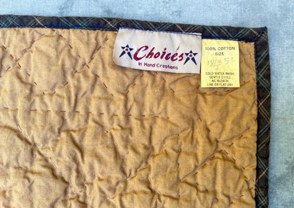50"x17" Gingerbread Plaid Table Runner Quilt  100% Cotton Handmade Hand Quilted