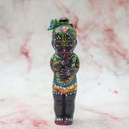 Adorable Handmade Hand-painted Resin Miniature Sri Krishna Mohan Doll 4"