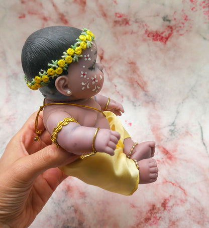 Adorable Hand-crafted Soft Vinyl Chubby Nandalal Gopala  Baby Krishna Doll 7"