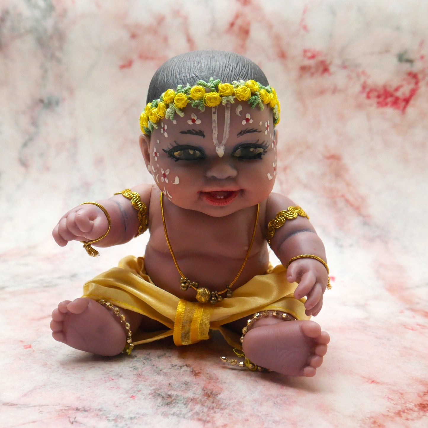 Adorable Hand-crafted Soft Vinyl Chubby Nandalal Gopala  Baby Krishna Doll 7"