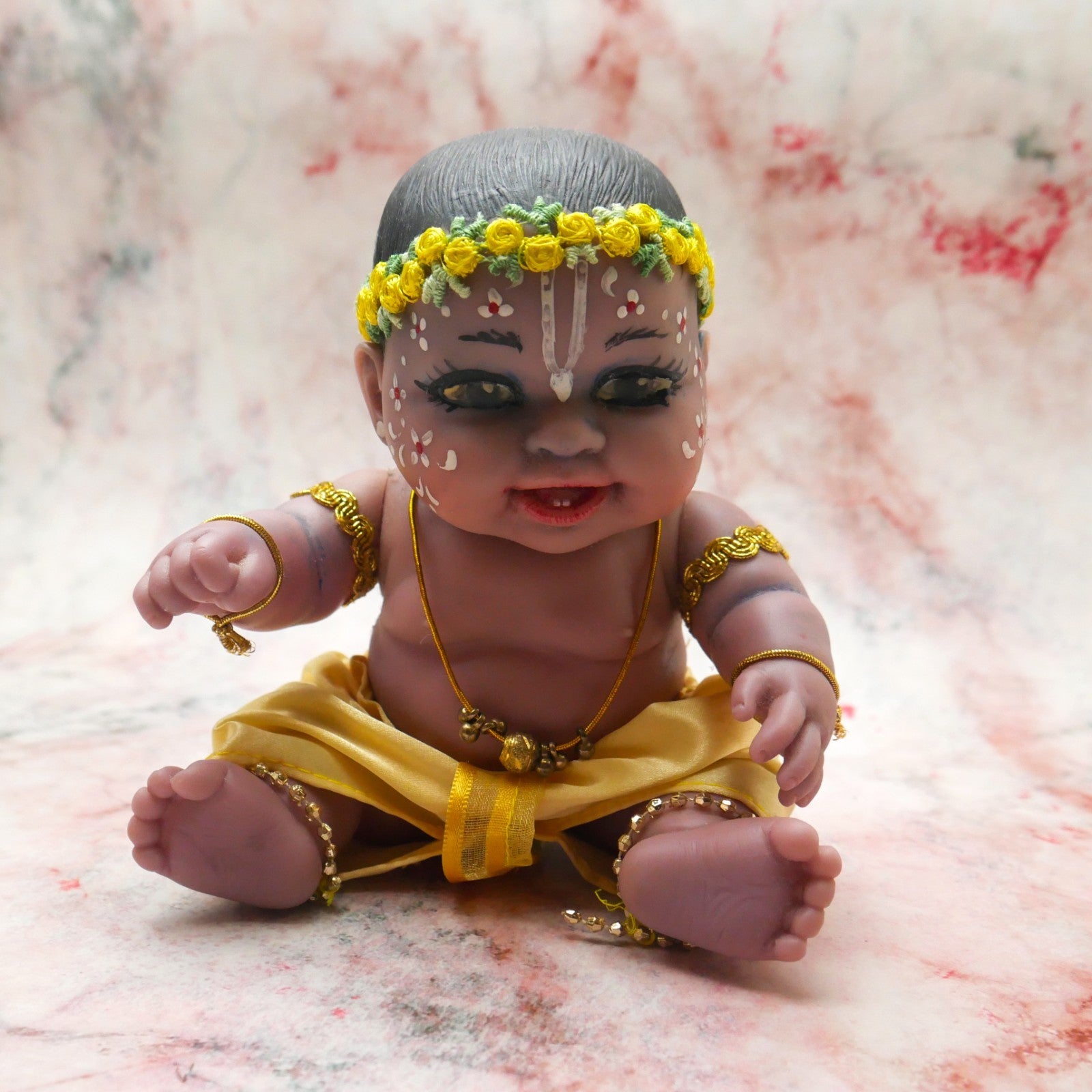 Adorable Hand-crafted Soft Vinyl Chubby Nandalal Gopala  Baby Krishna Doll 7"