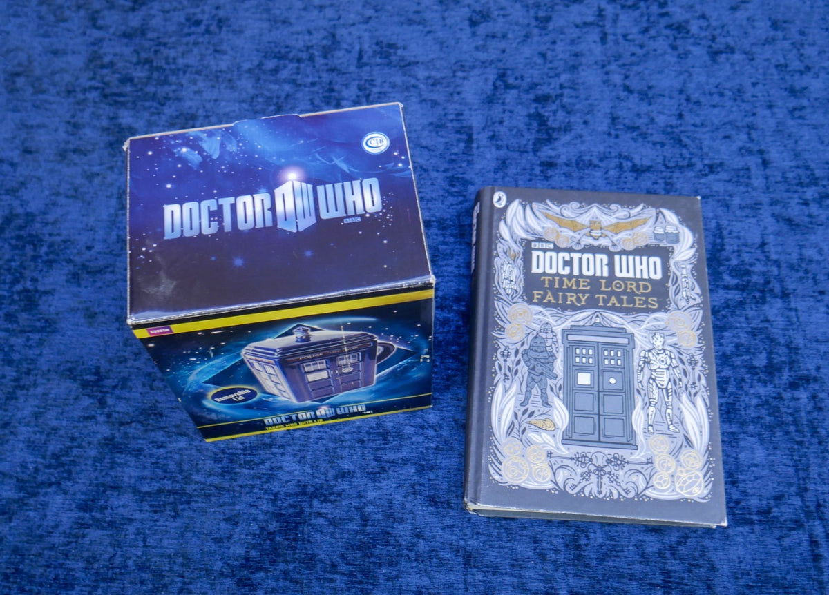 Doctor Who TARDIS Ceramic Mug With Lid NIB & Time Lord Fairy Tales Hardcover