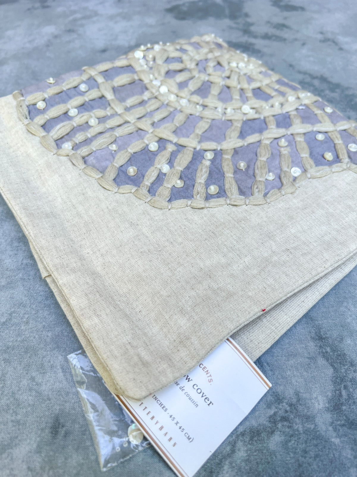 Pair Pottery Barn Spiral Shell Textured Pillow Cover 18”x 18” Beach Theme Pillow