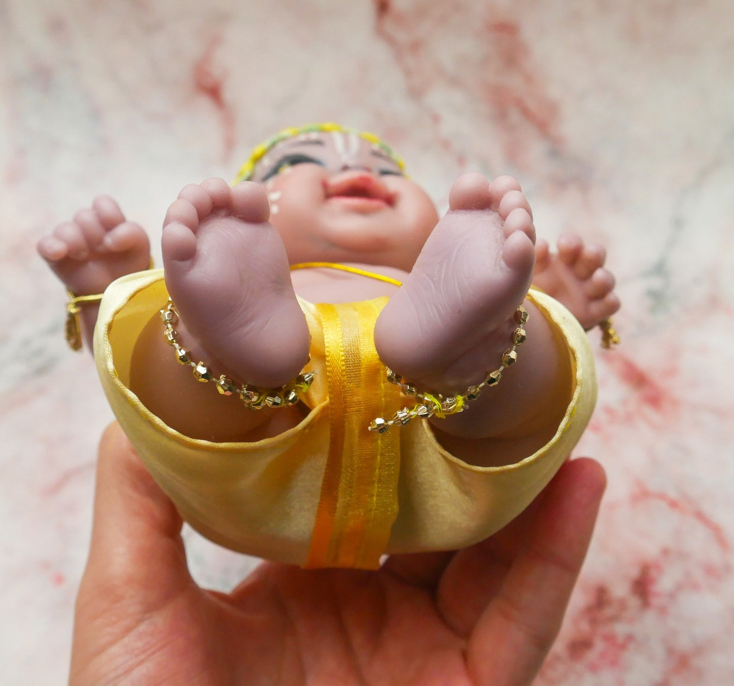 Adorable Hand-crafted Soft Vinyl Chubby Nandalal Gopala  Baby Krishna Doll 7"