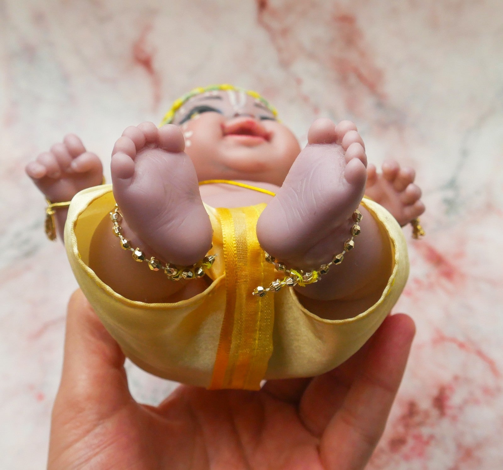 Adorable Hand-crafted Soft Vinyl Chubby Nandalal Gopala  Baby Krishna Doll 7"