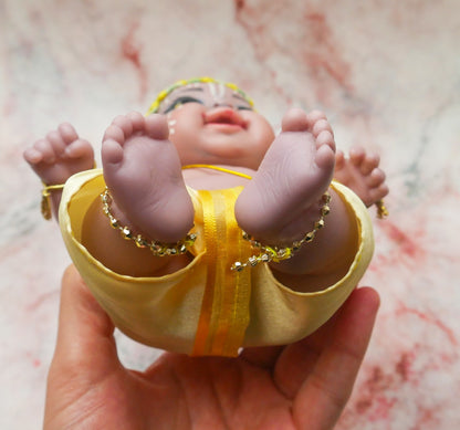 Adorable Hand-crafted Soft Vinyl Chubby Nandalal Gopala  Baby Krishna Doll 7"