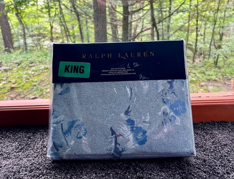 Brand New Ralph Lauren Indigo Montauk Floral King Duvet 100% Cotton  110"x96"