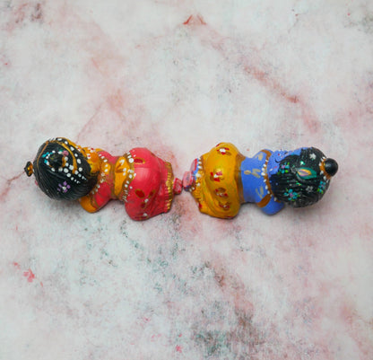 Adorable Handmade Hand-painted Mini Snuggling Sri Radha Krishna Baby Dolls 2.5"