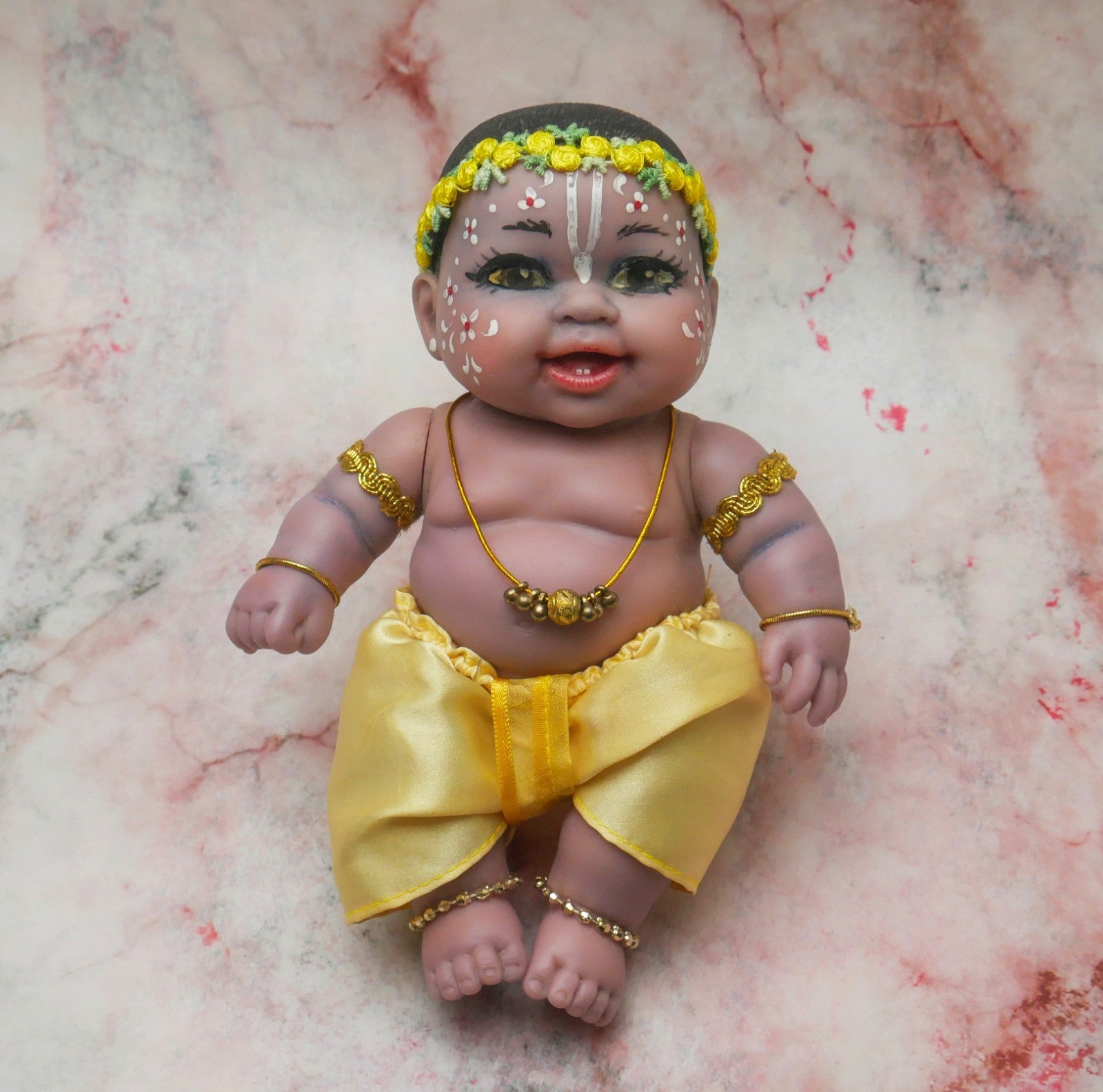 Adorable Hand-crafted Soft Vinyl Chubby Nandalal Gopala  Baby Krishna Doll 7"