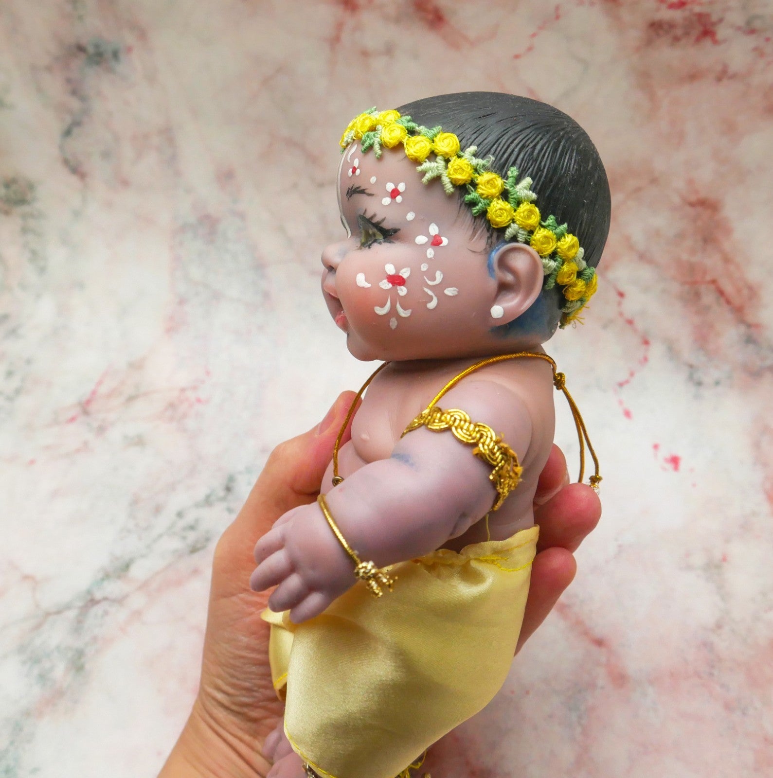 Adorable Hand-crafted Soft Vinyl Chubby Nandalal Gopala  Baby Krishna Doll 7"