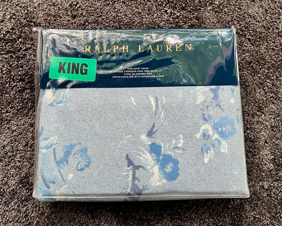 Brand New Ralph Lauren Indigo Montauk Floral King Duvet 100% Cotton  110"x96"