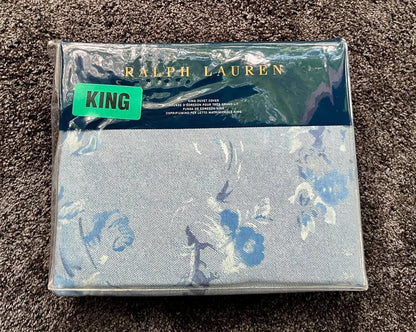 Brand New Ralph Lauren Indigo Montauk Floral King Duvet 100% Cotton  110"x96"