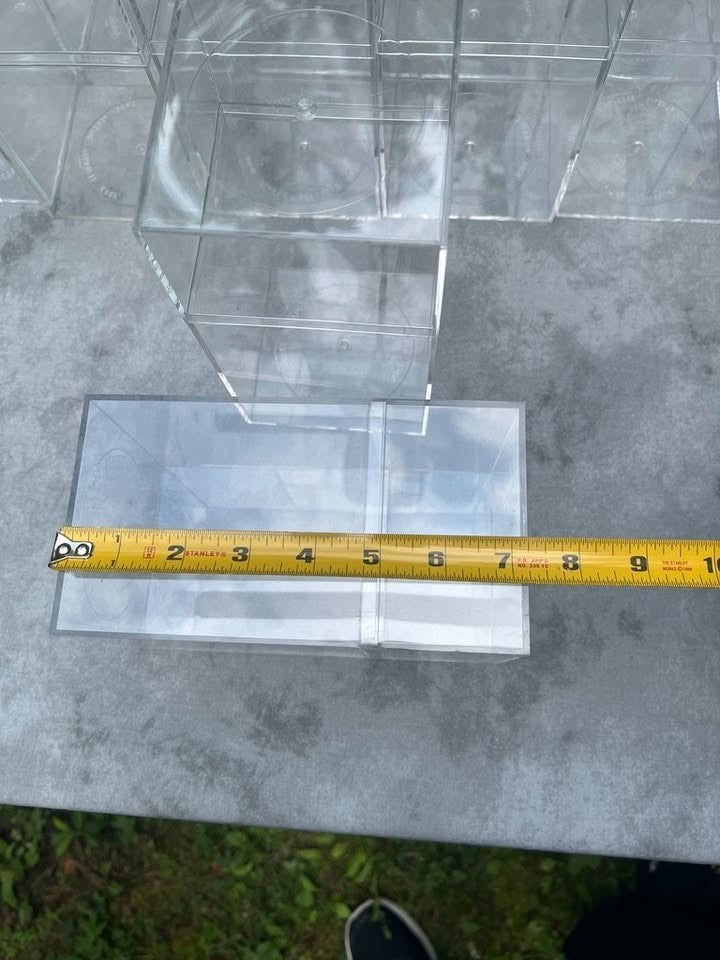 Lot of 5 - Clear Acrylic Plastic Display Boxes Containers Cases 4” x 4” x 7.25”