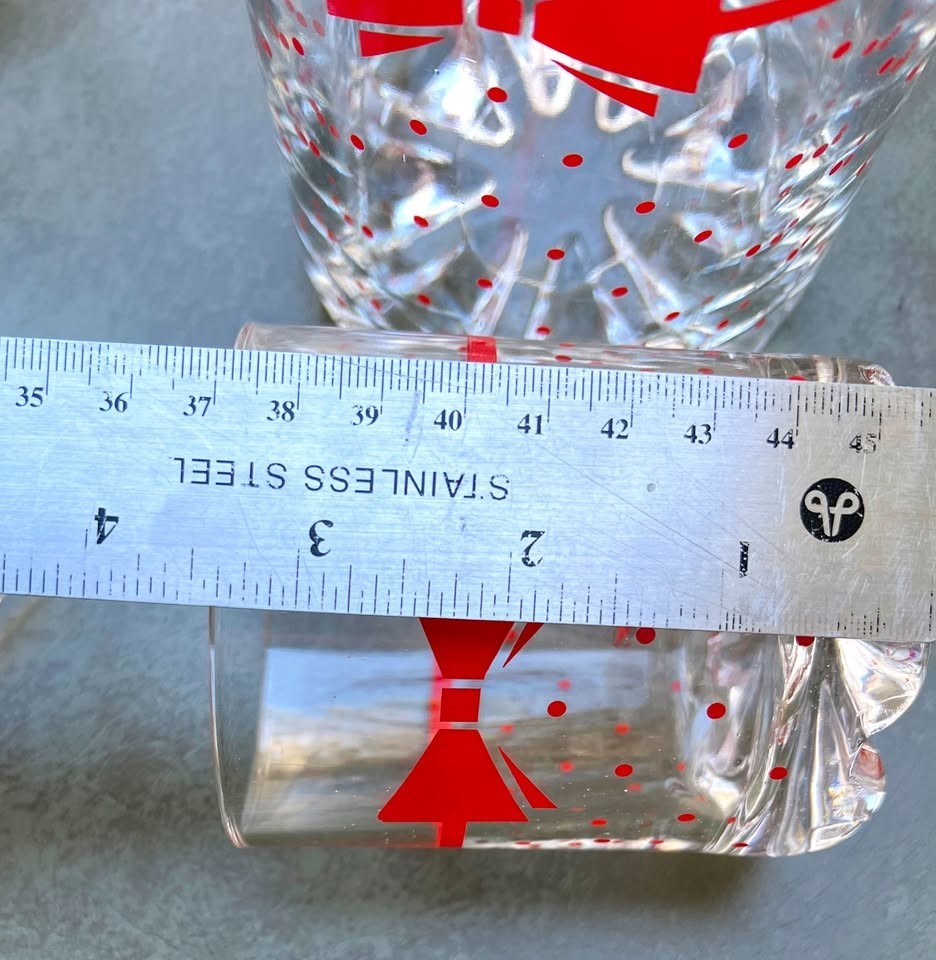 VTG 1980’s Set 6 Italian Red Polka Dot Bow Tie Cocktail Glasses +Large Ice Glass