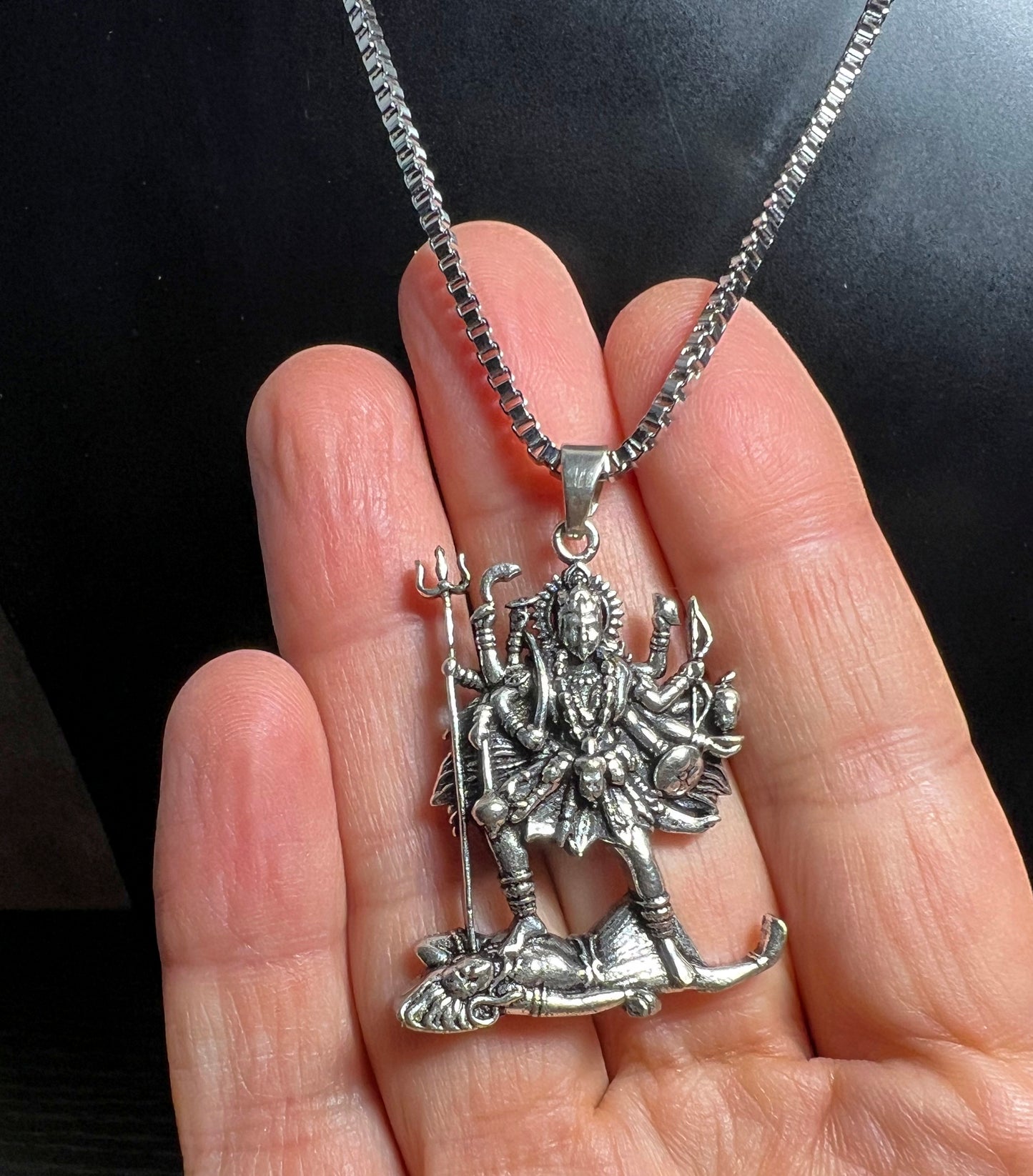 Kali Maa Necklace • Silver Plated Brass Pendant • Hindu Goddess Jewelry • Spiritual Gift (Copy)