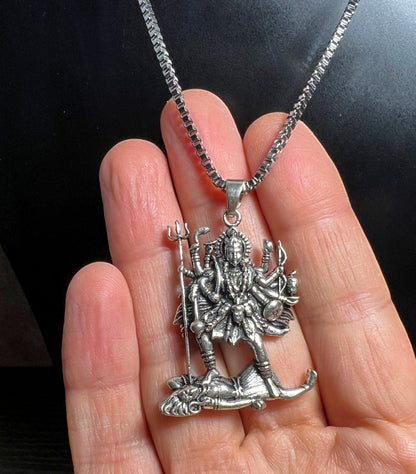 Kali Maa Necklace • Silver Plated Brass Pendant • Hindu Goddess Jewelry • Spiritual Gift (Copy)