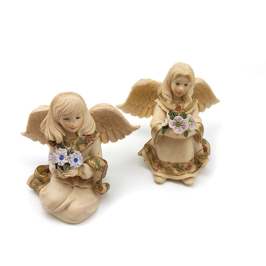Vintage Sarah's Angels "September" and "August" Resin Collectible Statue Figurines