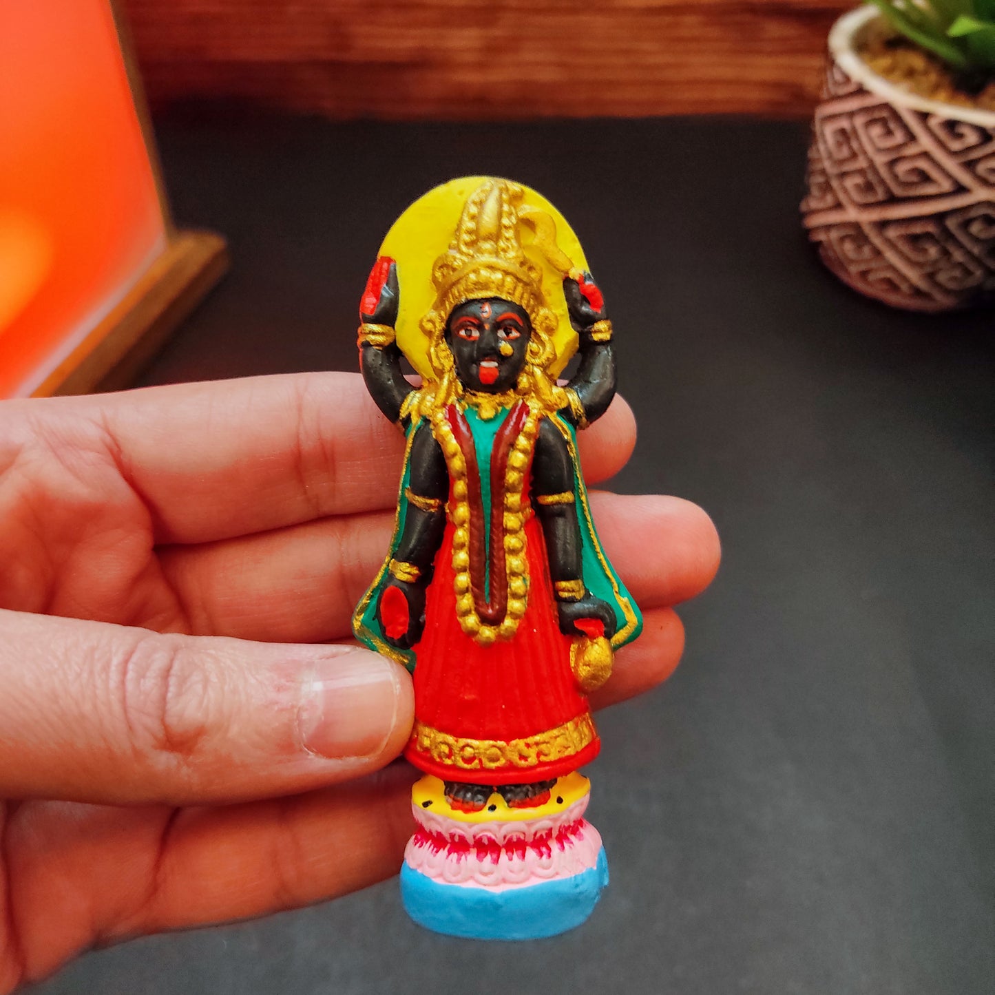 Miniature Hindu Goddess Kali Travel Size Statues - Clay Handmade