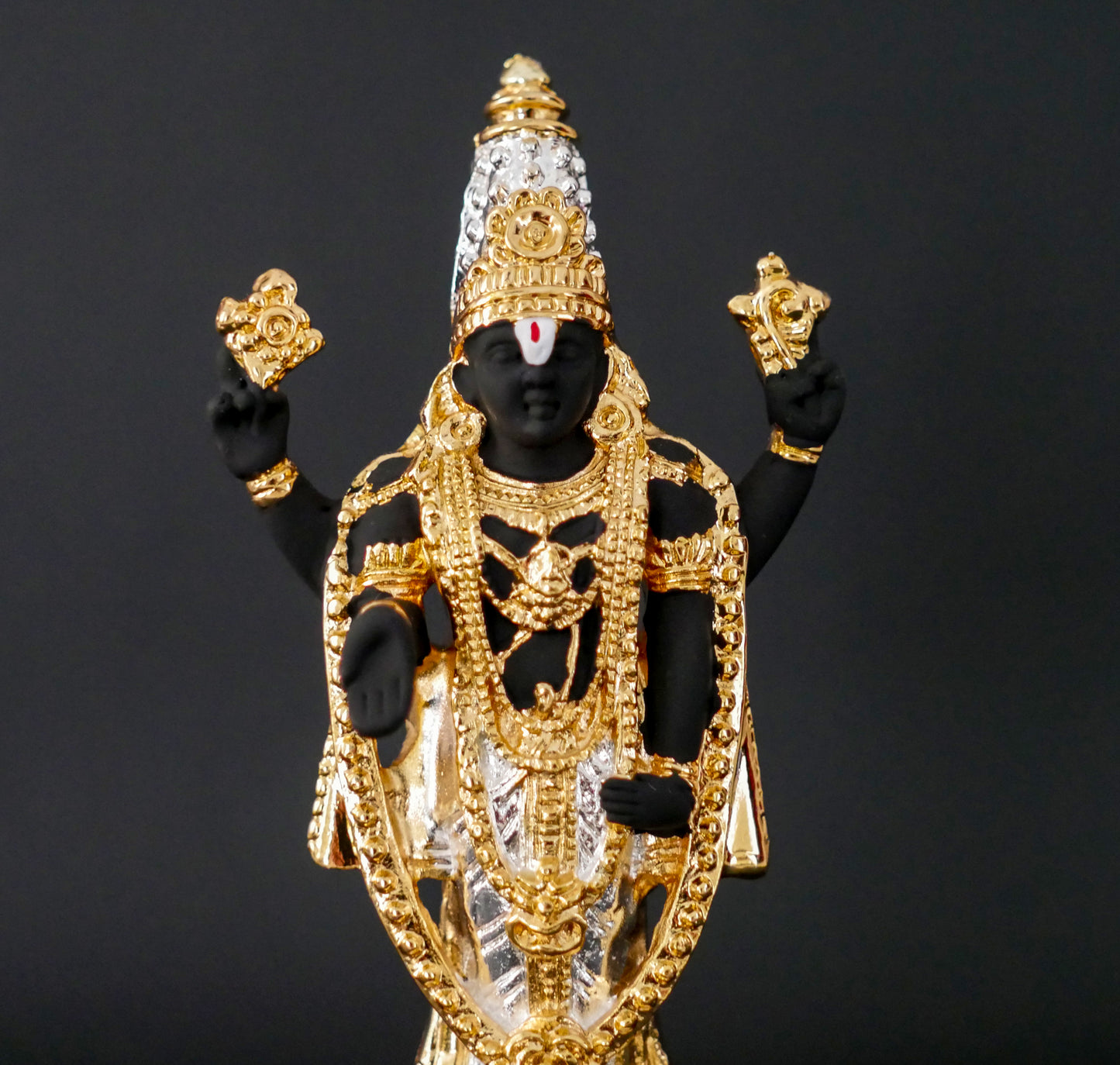 Handmade Lord Balaji Idol | 24k Gold & Silver Plated Tirupati Balaji Statue Figurine 5"