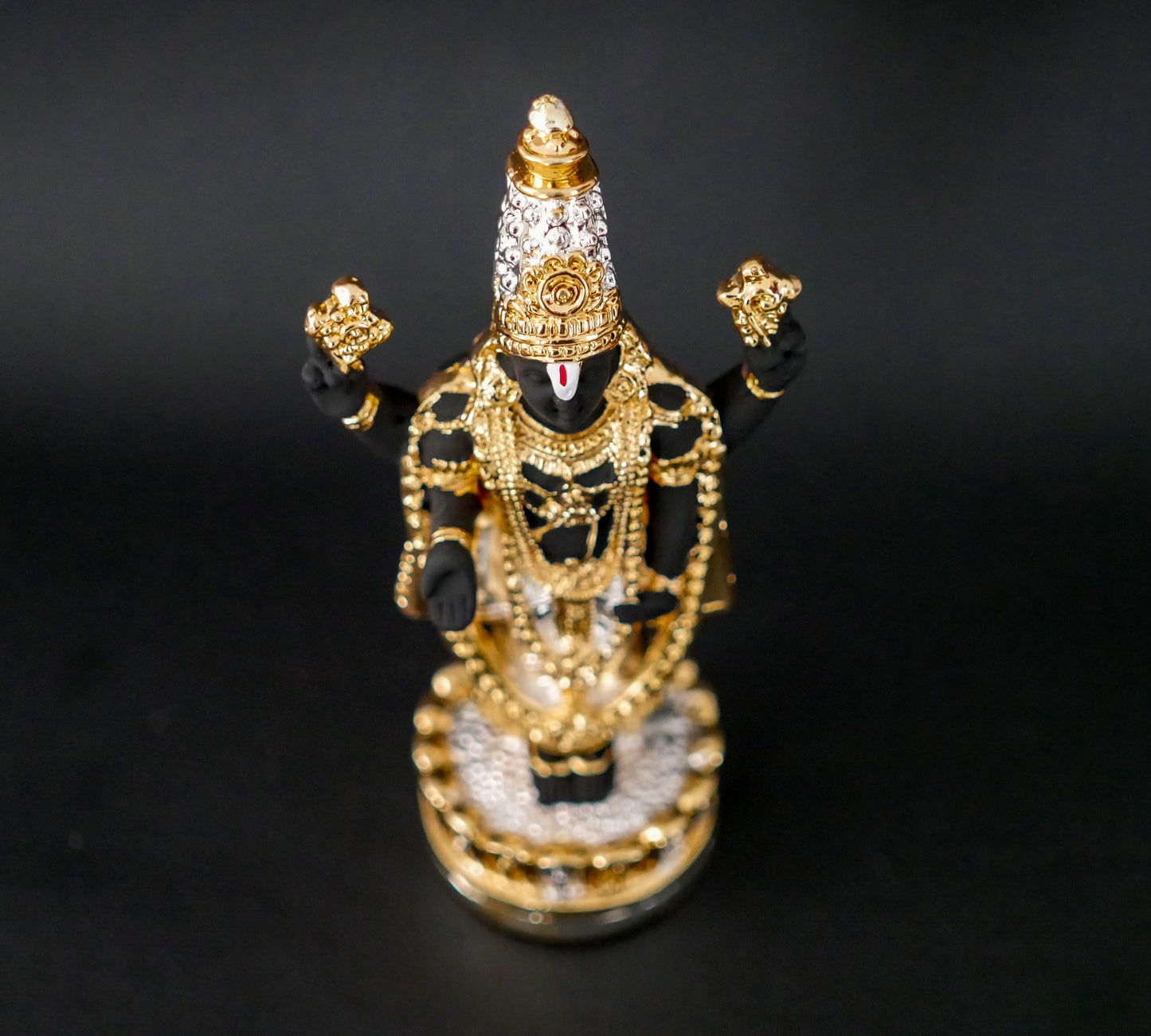 Handmade Lord Balaji Idol | 24k Gold & Silver Plated Tirupati Balaji Statue Figurine 5"