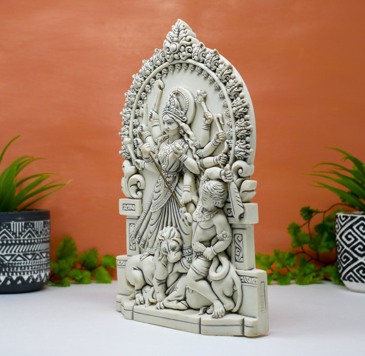 Mata Durga Hindu Warrior Goddess Wall Hanging Plaque - Handmade Gifts 10.25"