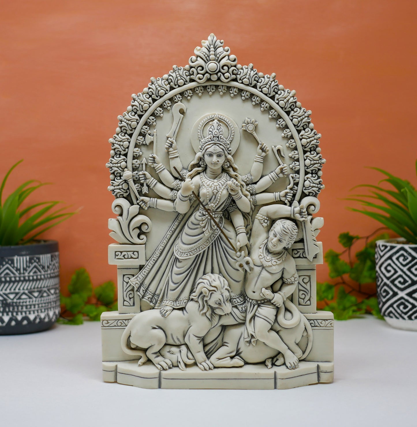 Mata Durga Hindu Warrior Goddess Wall Hanging Plaque - Handmade Gifts 10.25"