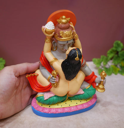 Shiva Shakti Statue | Tantric Union Ganges Clay Handmade Yab Yum Buddha Statue 8"