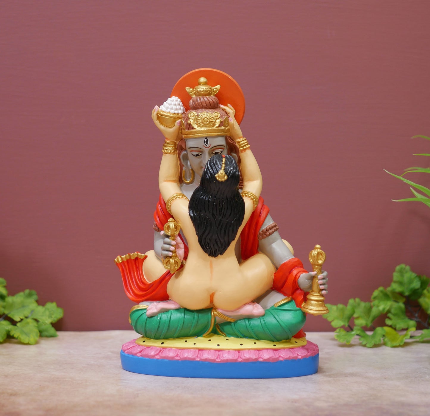 Shiva Shakti Statue | Tantric Union Ganges Clay Handmade Yab Yum Buddha Statue 8"