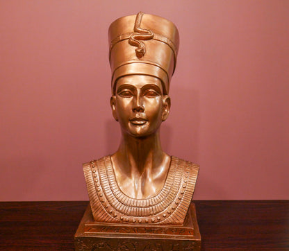 Vintage Queen Nefertiti Bust Large Egyptian Statue Sculpture  - 16" Tall