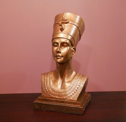 Vintage Queen Nefertiti Bust Large Egyptian Statue Sculpture  - 16" Tall