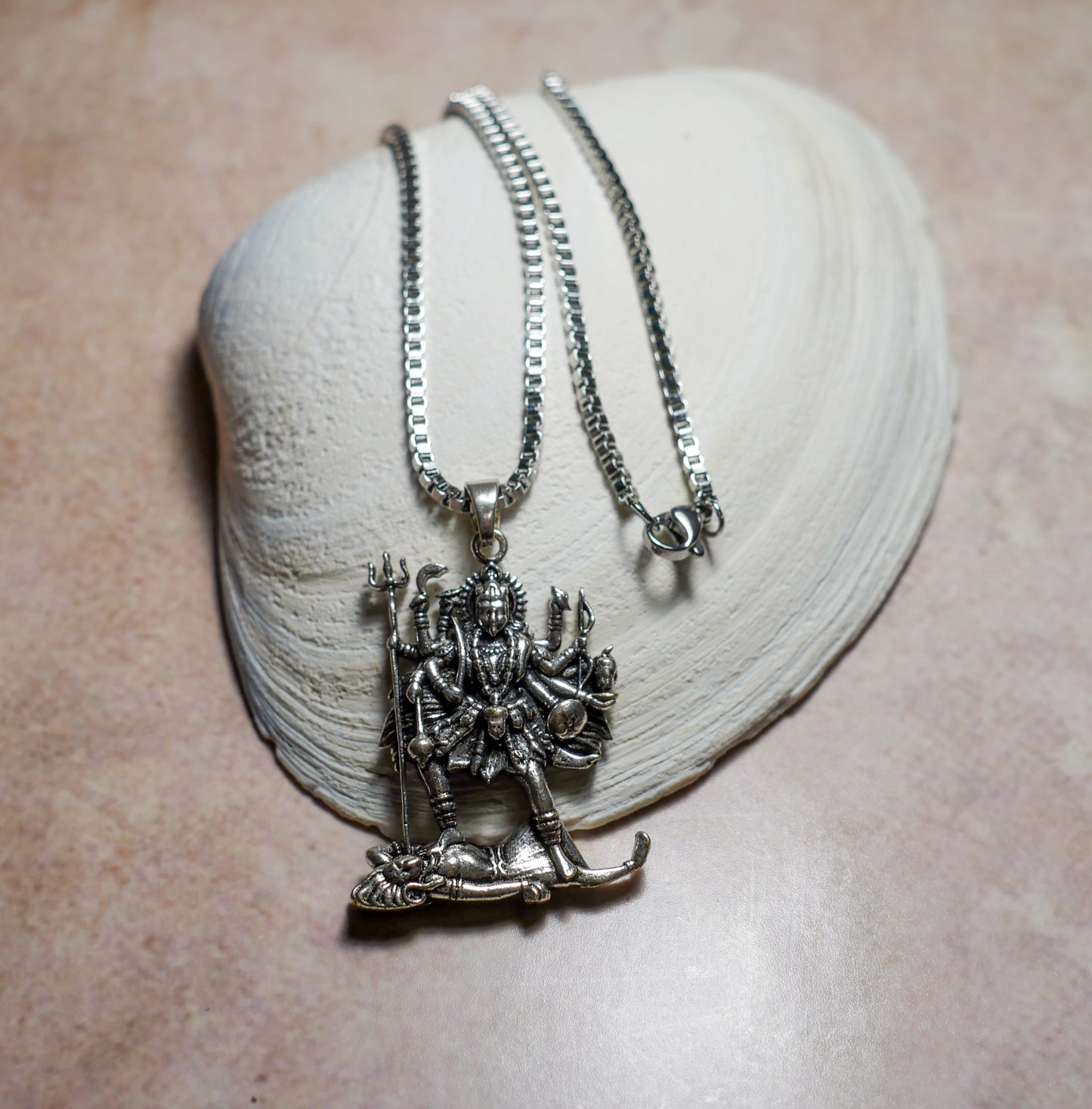 Kali Maa Necklace • Silver Plated Brass Pendant • Hindu Goddess Jewelry • Spiritual Gift (Copy)