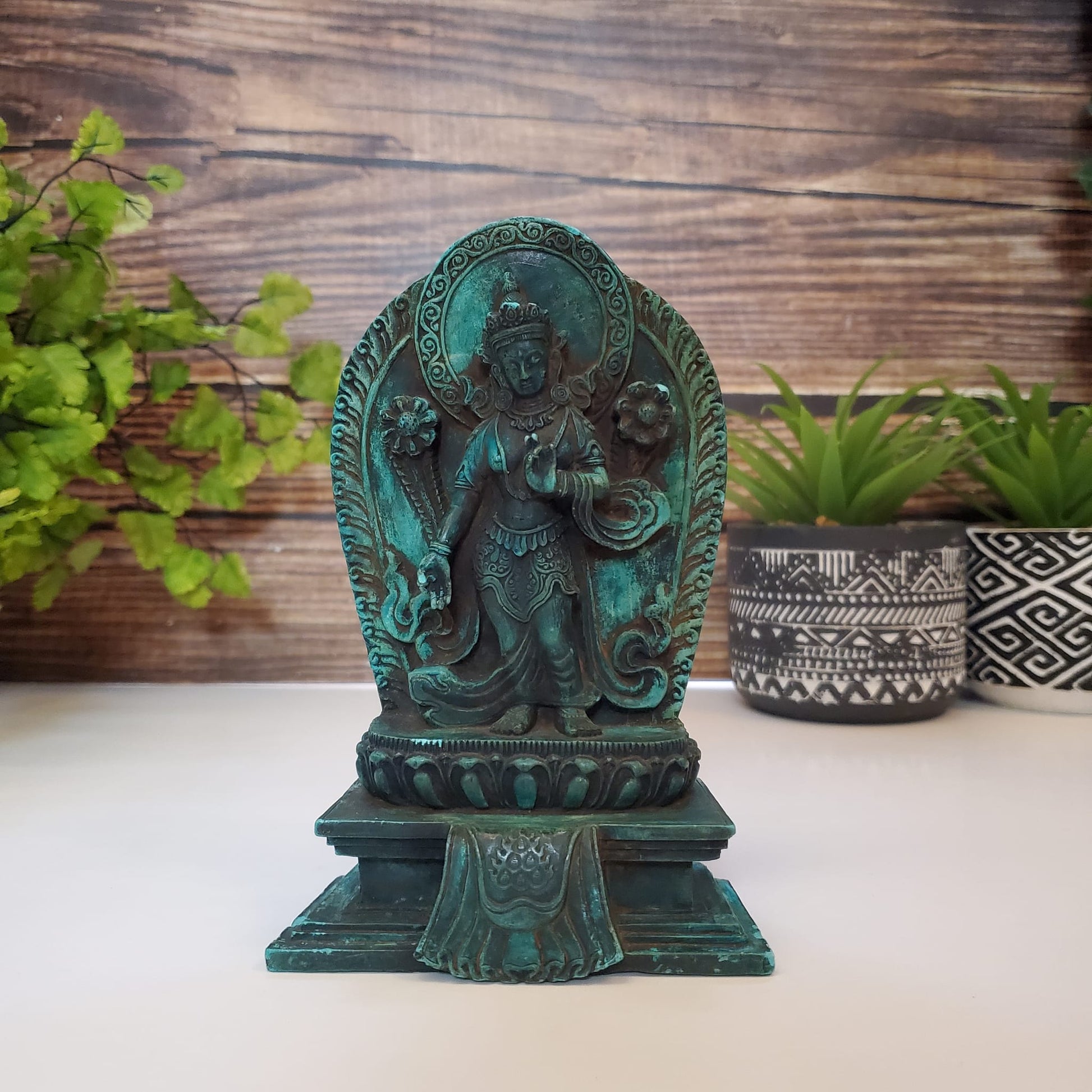 Vintage Green Standing Tara Statue