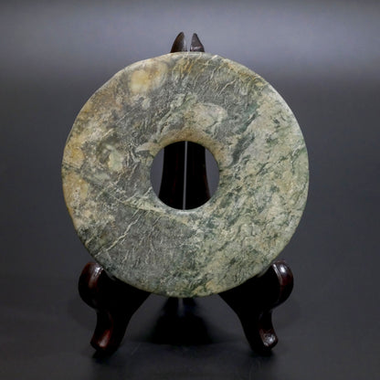 Antique Chinese Carved Mottled Jade Bi Disc  - 5" Diameter - Collectors Quality