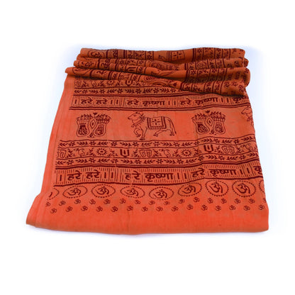 Oversize Yoga Meditation Prayer Shawl - Krishna Mantra - Peach-Orange  87” Long