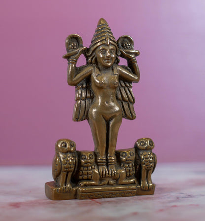 Lilith Statue Handmade | Miniature Pocket Deity Inanna Ishtar Cast Bronze - 3.25" Tall