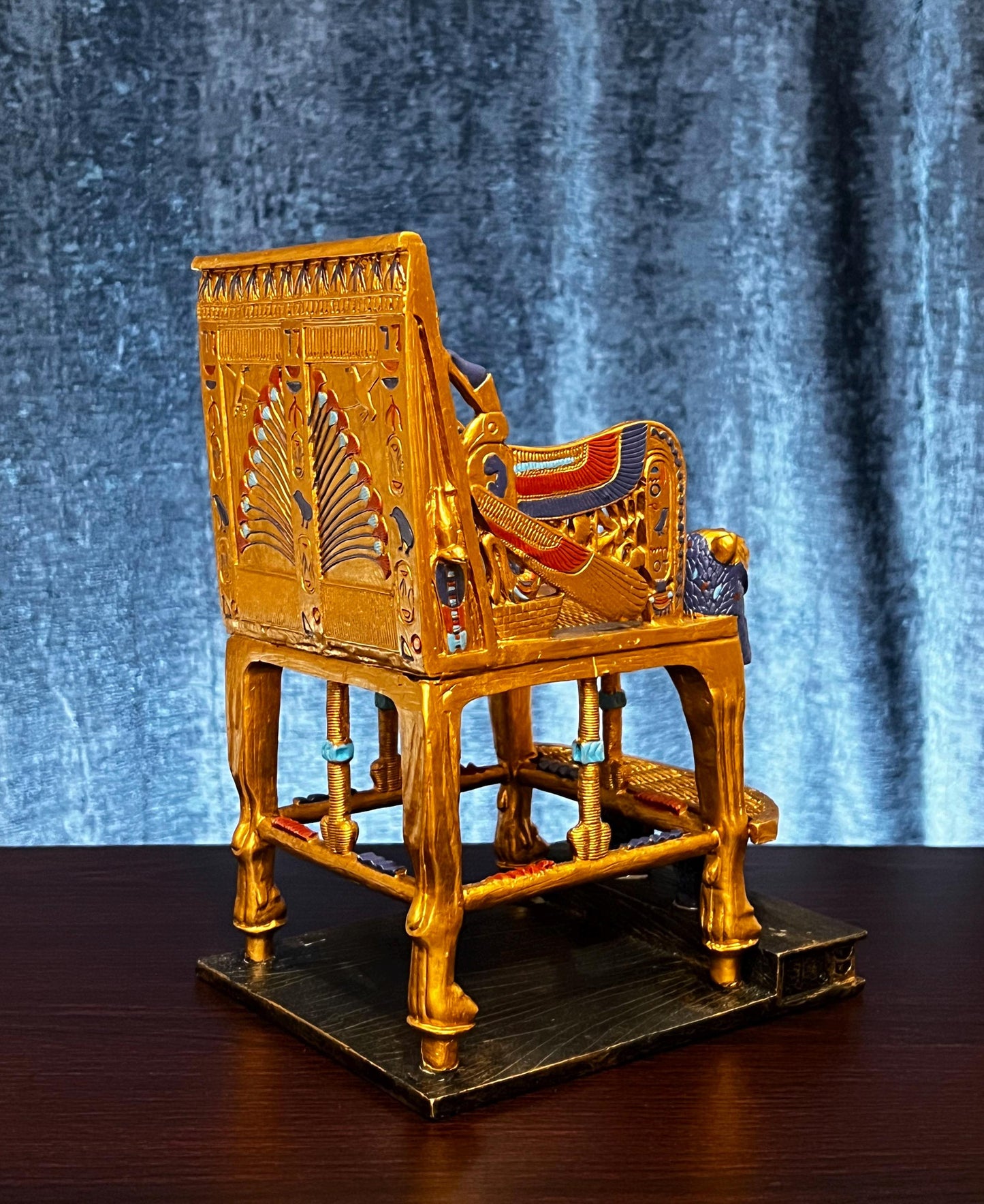 10.5" Tall Vintage King Tutankhamun Replica Throne | Egyptian King Queen Hand-painted