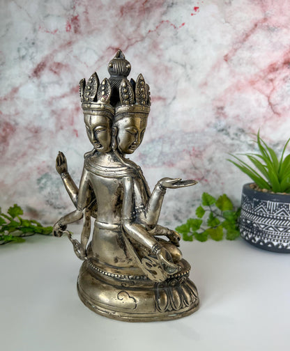 Vintage Guanyin Statue 4 Head 8 Arms  | Tibet Buddhism Buddha Goddess - 9.5" Tall