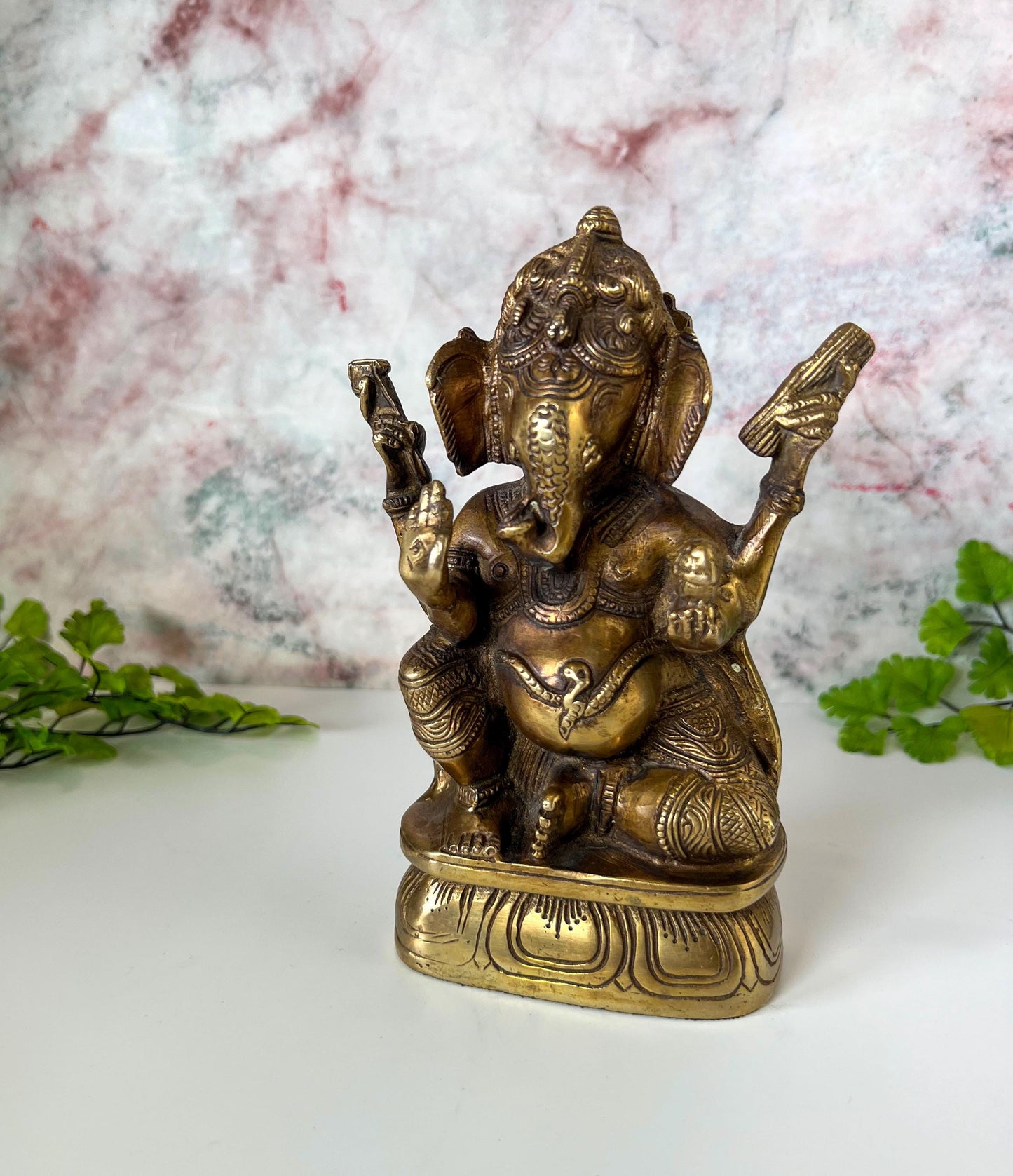 Ganesh Statue | Handmade Brass Hindu Lord Ganesha Deity Sculpture  - 7" Height